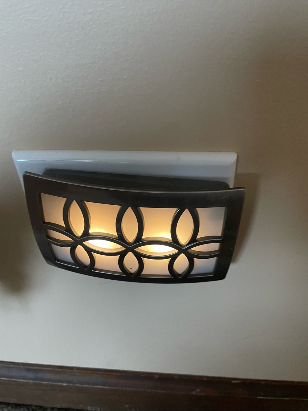 Decorative Plug-In Night Light - Brushed Nickel Floral Pattern
